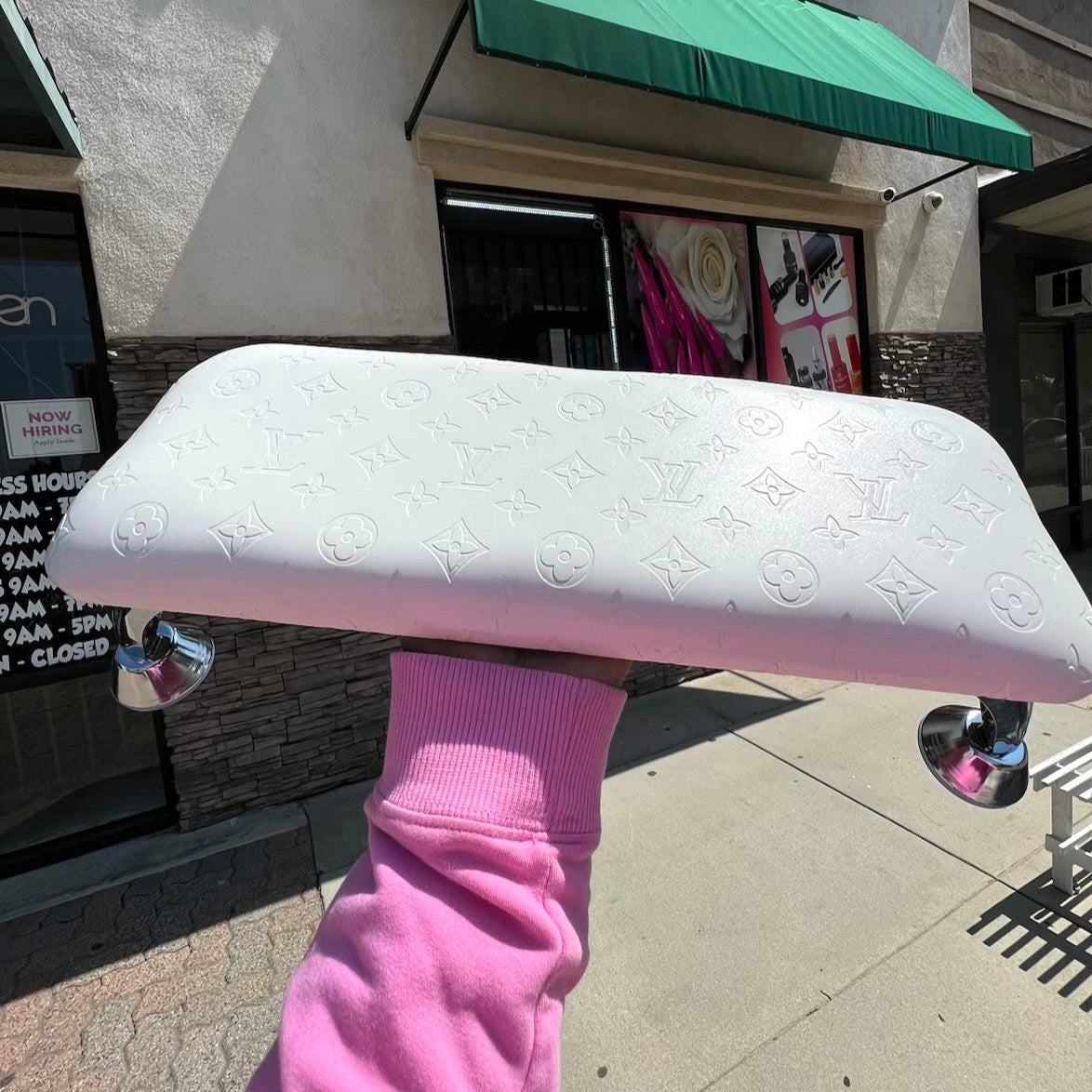 Pink lv arm rest for nails｜TikTok Search