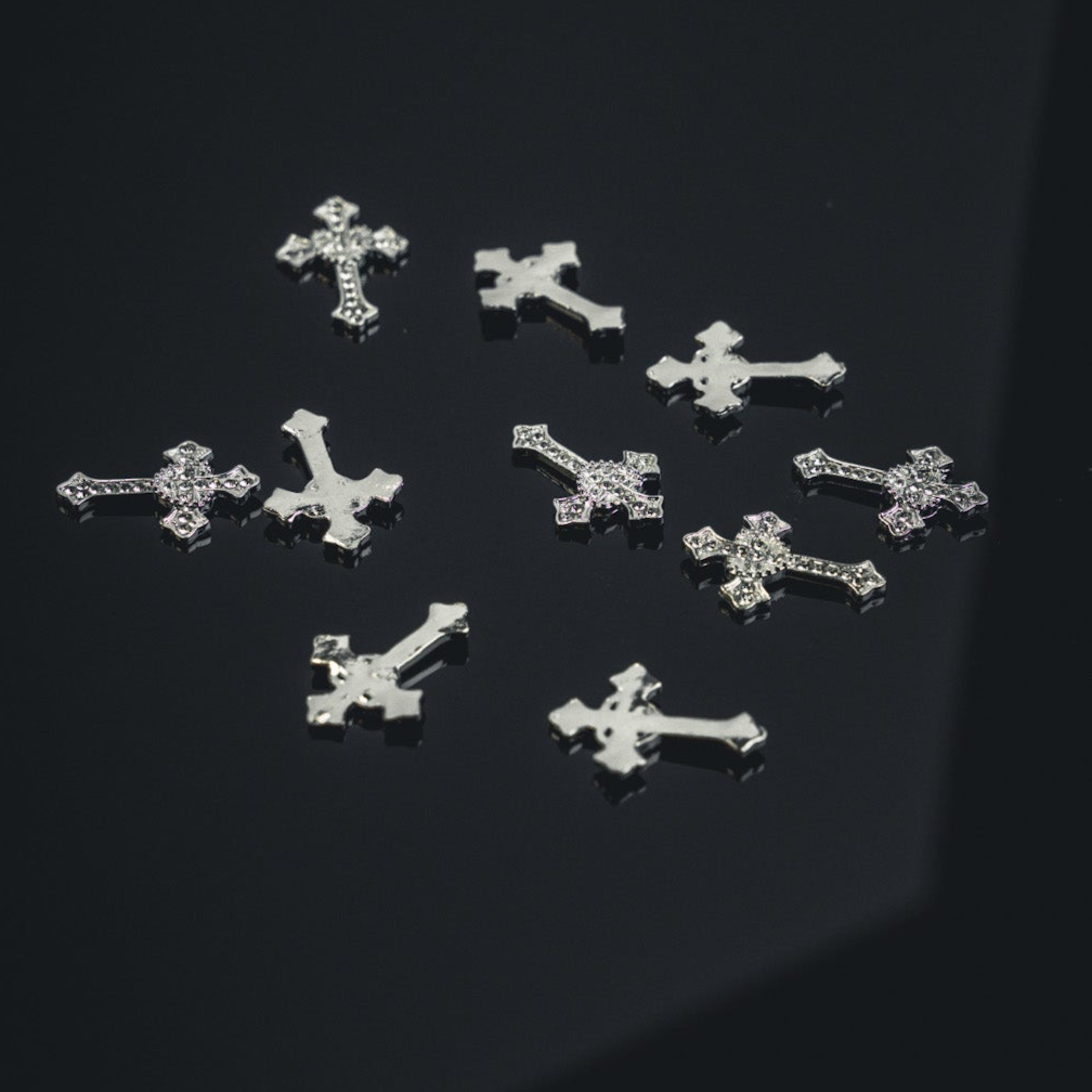 Big Cross with Heart Charms