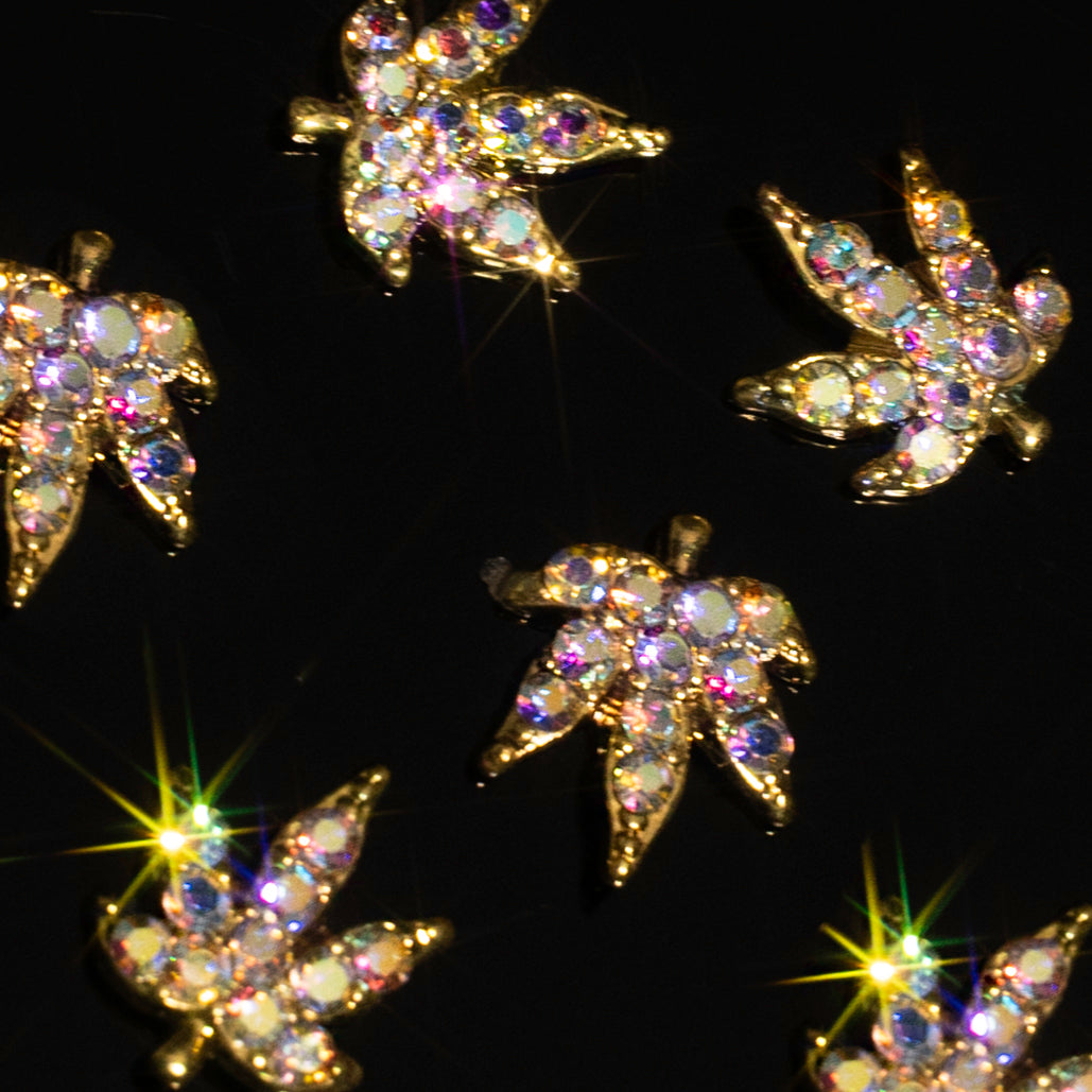 Weed Leaf with Stones 8pcs