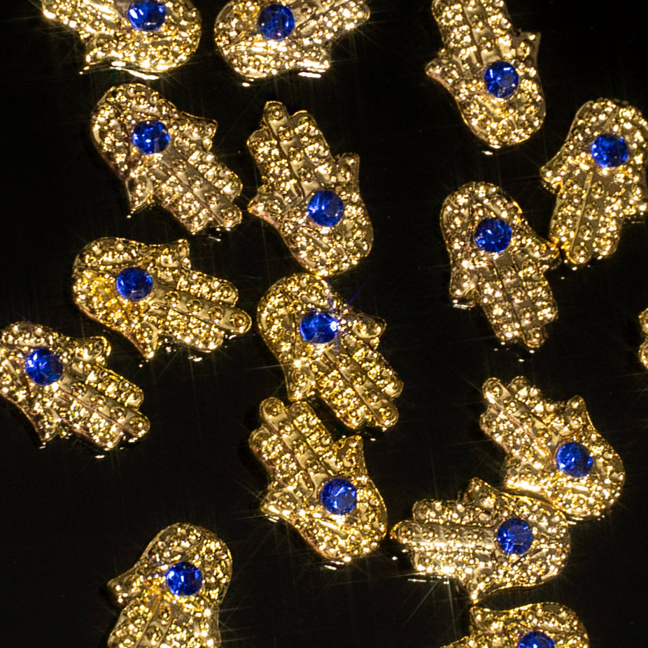 Hand with Blue Stone Charm 10pcs