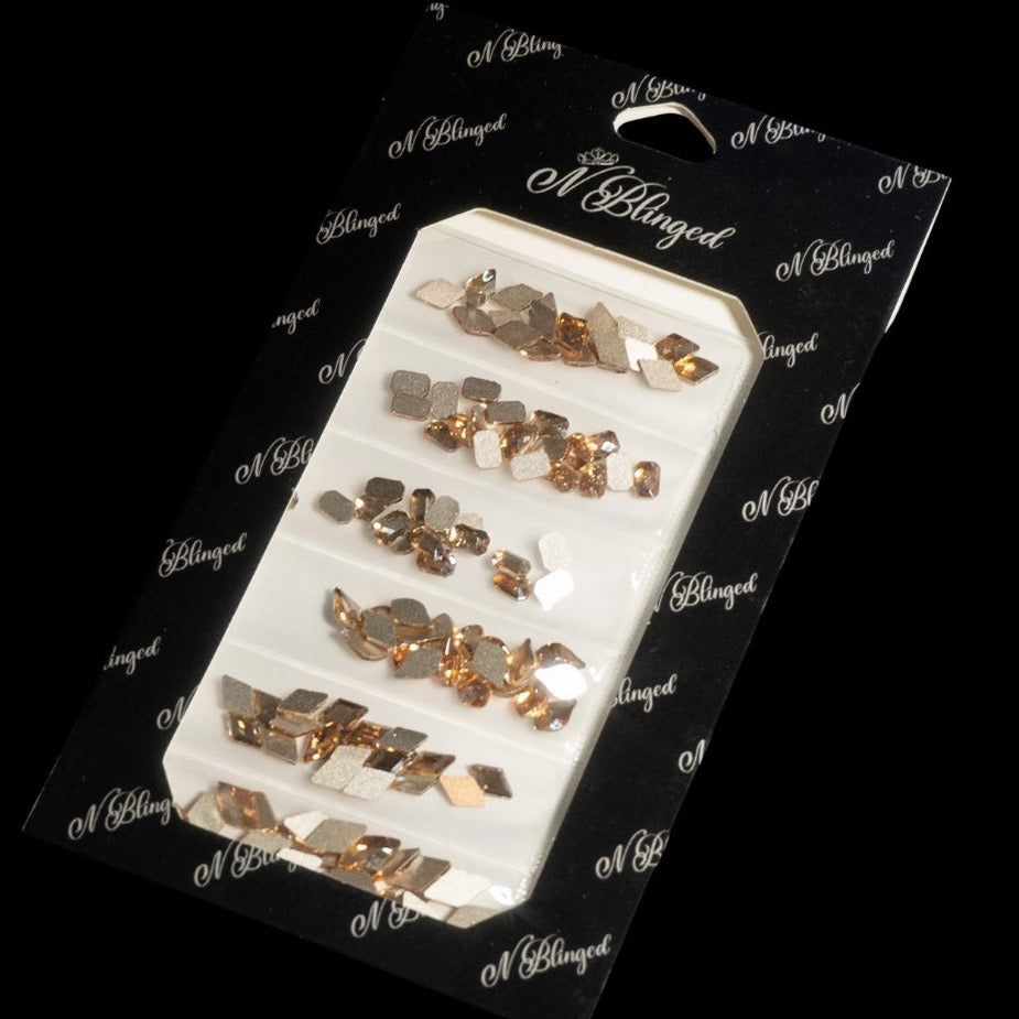 Light Gold Imitation Stones (Rhombus, Flame)