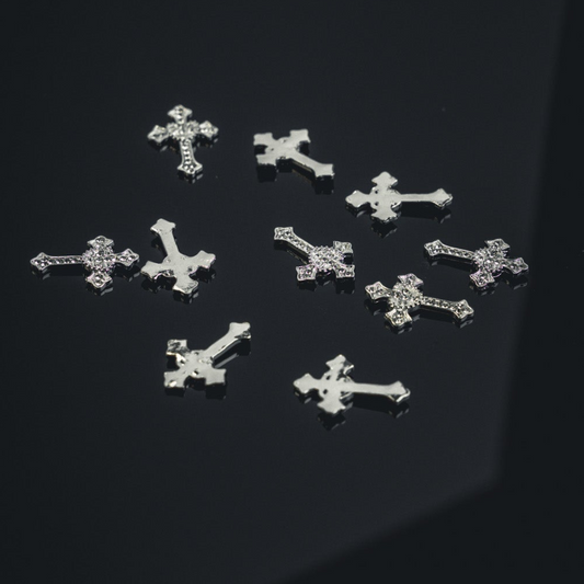 Big Cross with Heart Charms