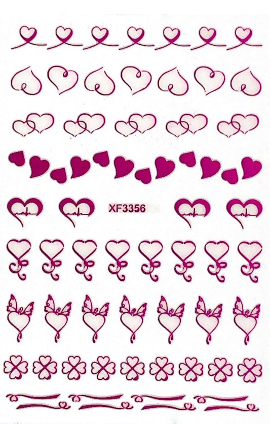 Pink Hearts Valentines Stickers XF3356