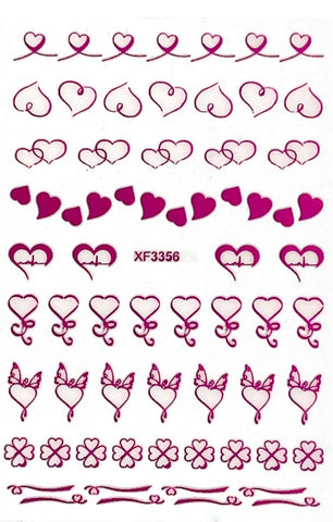 Pink Hearts Valentines Stickers XF3356