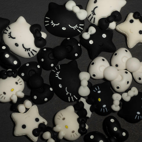 Black and White Kitty Charms