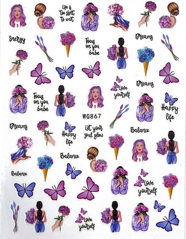 Cute in Purple Sticker WG867