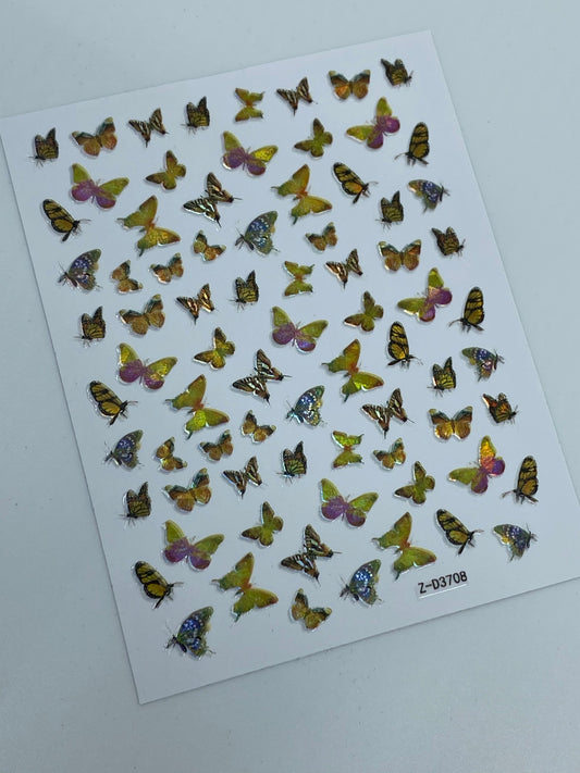 Pegatinas holográficas de mariposa amarilla