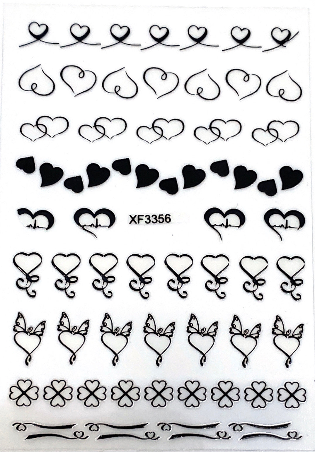 Pegatinas de San Valentín con corazones negros XF3356