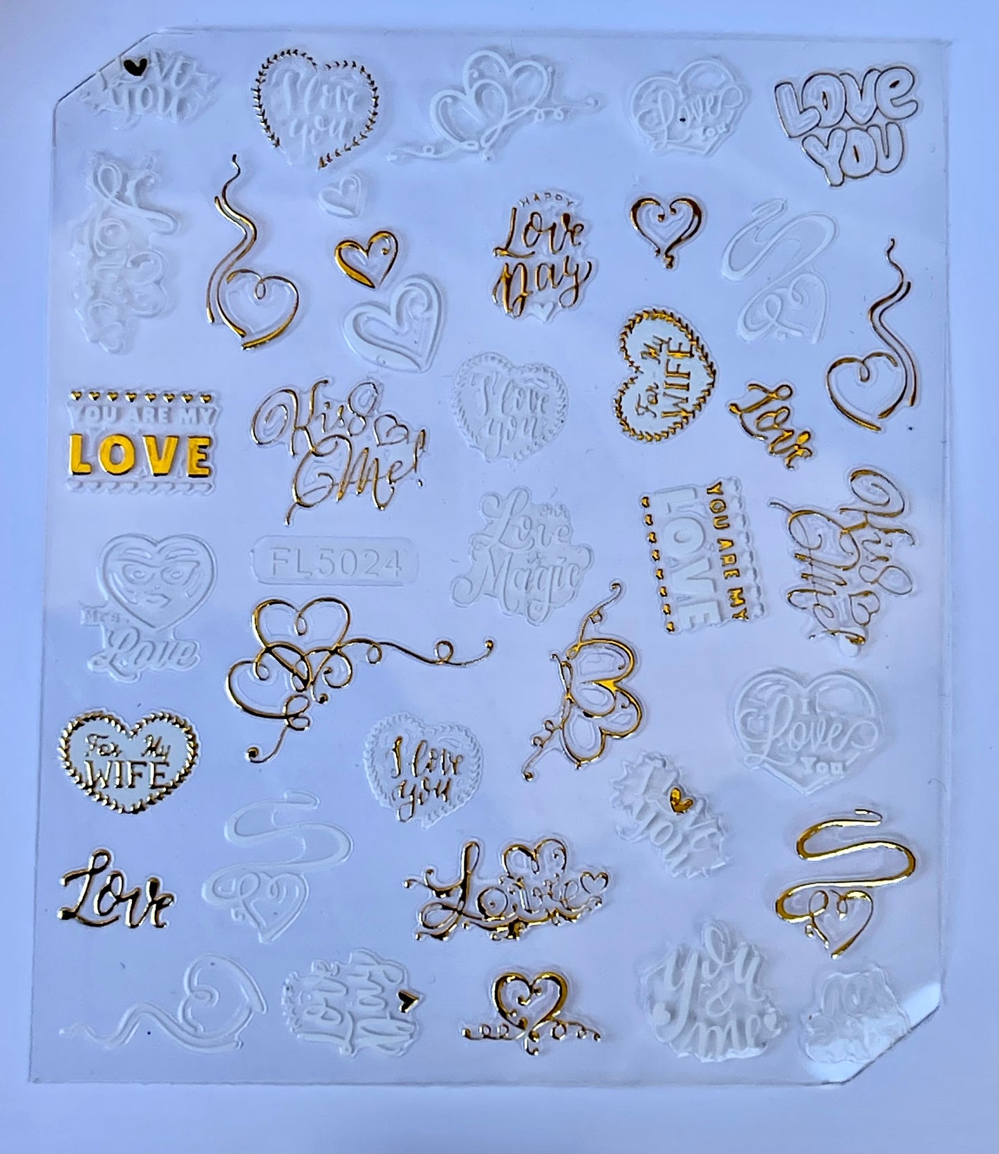 Pegatina de corazón dorado y blanco