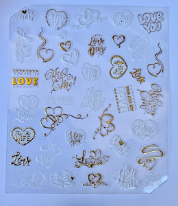 Gold and White Heart Sticker