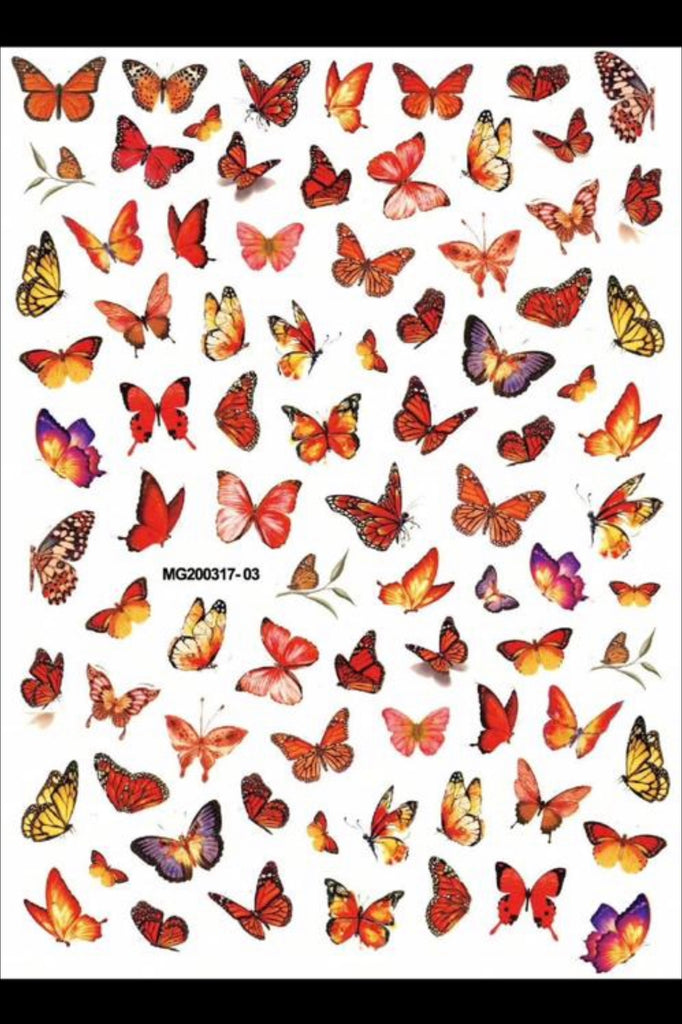 30pcs/Set Nail Butterfly Stickers Watercolor Decals Colorful Big Butterfly  Nail Art Decorations | Wish