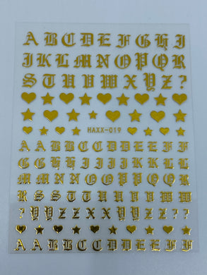 Gold English Letter and Hearts