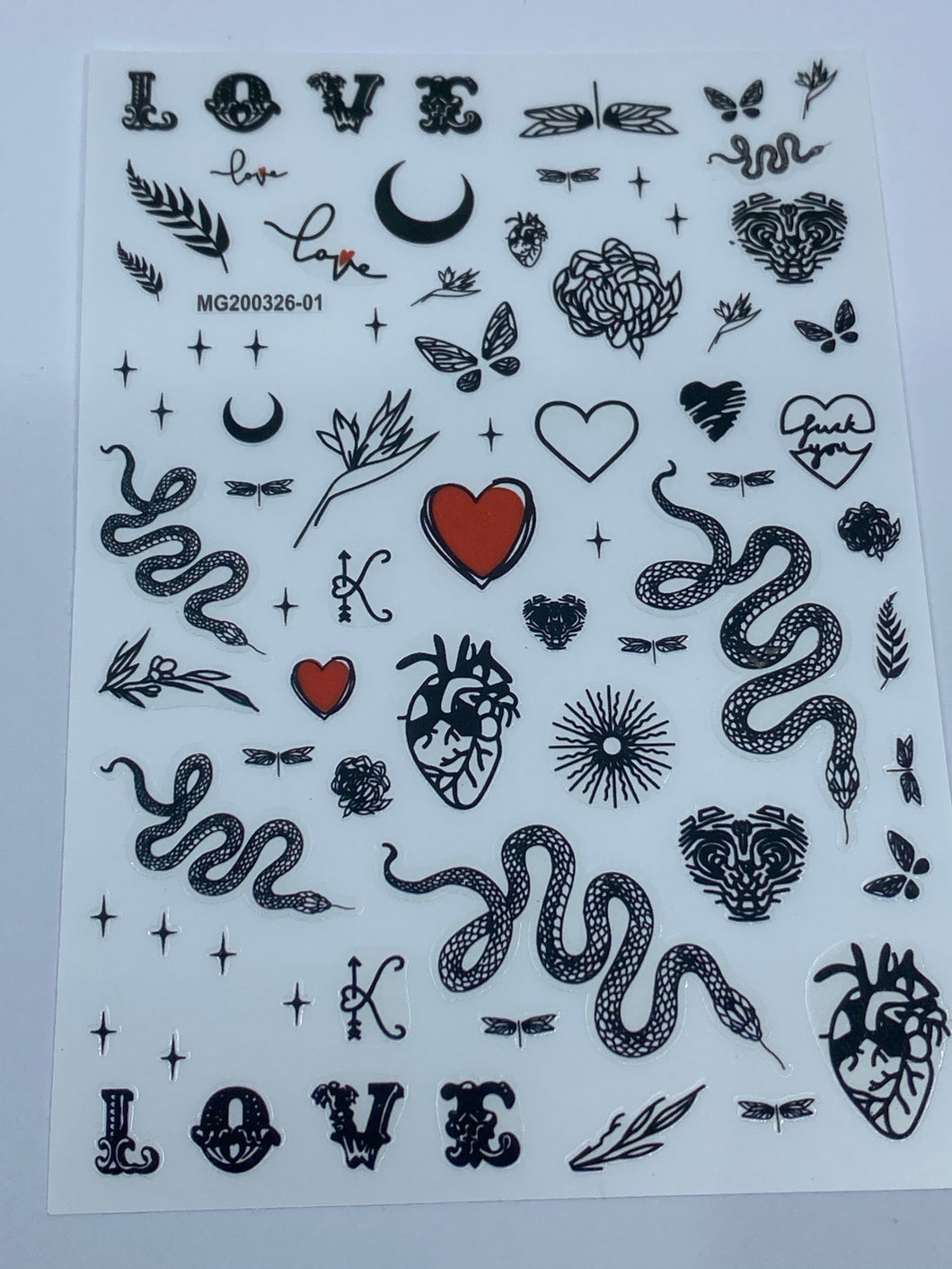 Snake and Heart Sticker MG01